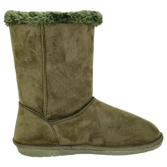 Sugar Marty Army Green Microfiber Suede Over The Ankle Womens Cozy Boots Size 8M - Picture 5 of 12